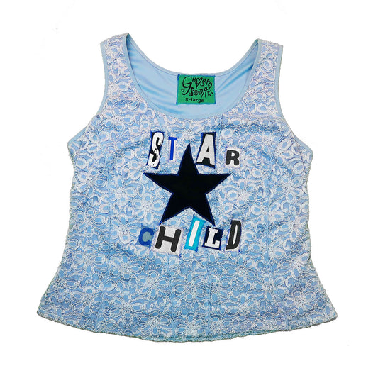 1OF1 “Star Child” Blue Lace Tank Top- XL