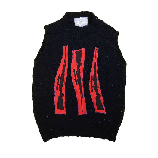 1OF1 “Arsenal” Patchwork Black and Red Sweater Vest - Medium